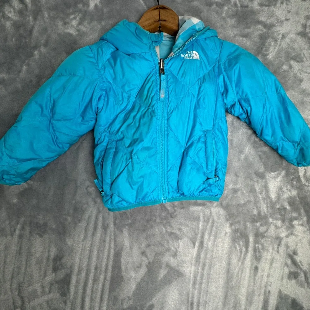The‎ North Face Kids 2T 550 Down Puffer Jacket Blue Quilted Hooded Winter Coat
